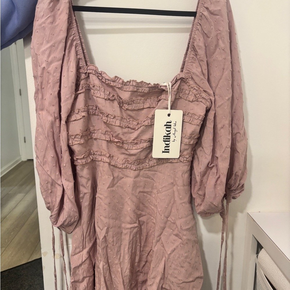 Indah Mauve Long Sleeve Dress